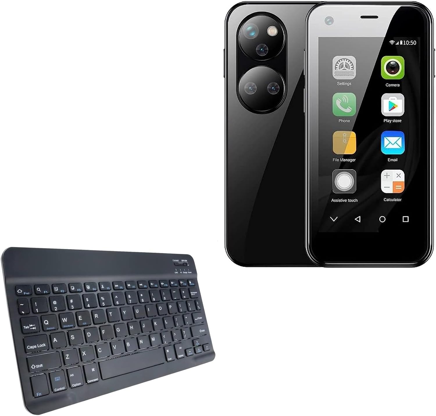 BoxWave Keyboard Compatible with Sudroid Mini Premium Child Phone - SlimKeys Bluetooth Keyboard, Portable Thin with Chiclet-Style Keys - Jet Black