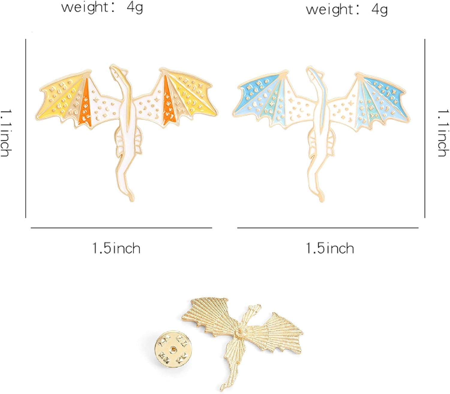 ROFARSO Dragon Enamel Lapel Pin Set Cartoon Flying Dragon Pin, Accessory for Backpacks Clothing Bags Hats Shirts(2piccs pin set)
