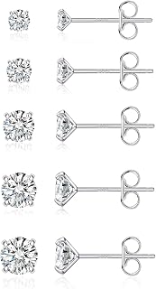 8 Pairs Sterling Silver Stud Earrings for Women,14K Gold Plated Stud Earrings Set for Women Hypoallergenic Stud Earrings Cubic Zirconia Stud Earrings Small Stud Earrings for Women