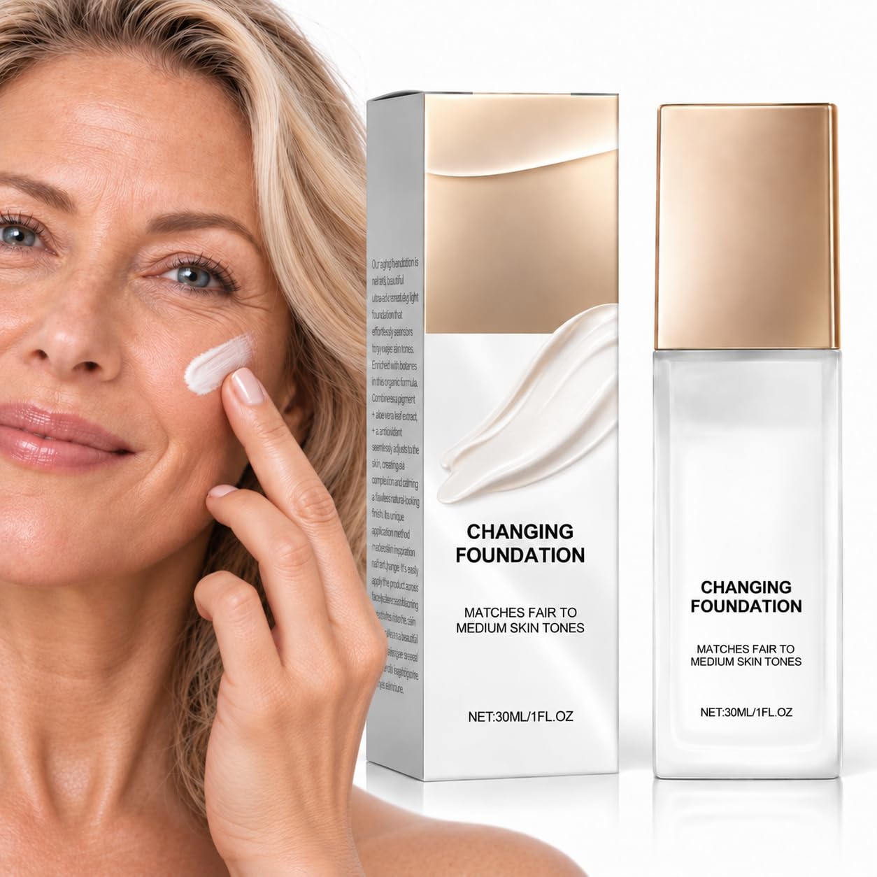 Color Changing Foundation for Mature Skin Shade-Adapting Skin Tint Waterproof & Sweat-Proof Lightweight Hydrating Coverage Liquid Foundation Smooth Natural & Blur Finish