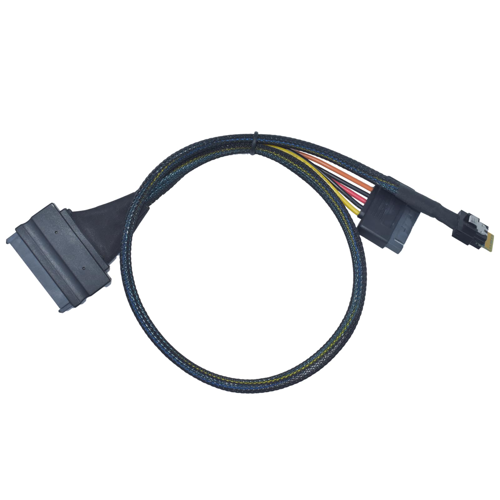 LetLinkSo PCIe 4.0 Slim SAS SFF-8654 4i to U.2 SFF-8639 NVMe SSD Cable Adapter with 15 Pin SATA Power, 1.6ft (50cm)