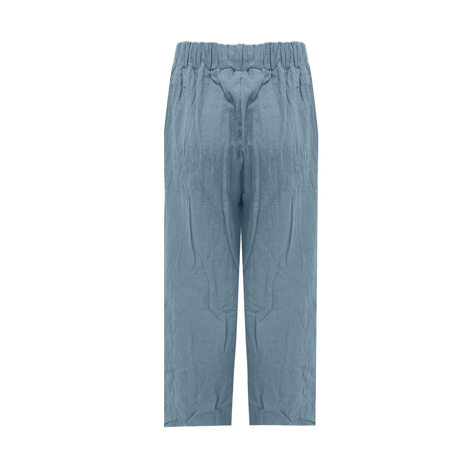 Women's Casual Long Pants Lightweight Comfortable Everyday Wear Summer Styling Versatile Pairing Machine (Blue, XXXL)