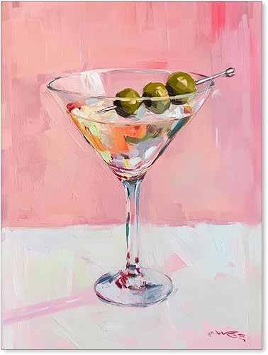 Pósteres vintage de Martini rosa a la moda, cócteles, bebidas alcohólicas, impresiones artísticas de pared para el hogar, apartamento, cocina, bar,