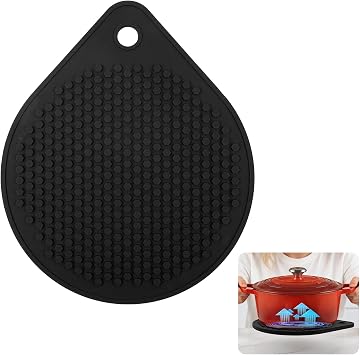 Magnetic Silicone Trivet Compatible with Le Creuset Cast Iron Dutch Ovens BPA Free Non-Slip 8" Heat-Resistant Trivet for Hot Pots, Pans & Dishes, Pot Holder for Cooking, Serving & Table Protection
