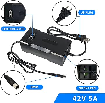 42V 5A Battery Charger for Electric Scooter Segway Ninebot Max 36V Lithium Battery Pack 8mm Connector
