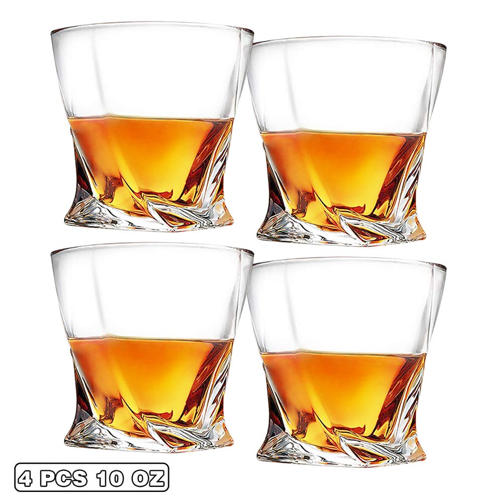 Almagic Whiskey Glass Set of 4 LeadFree Crystal Old Classical Twist