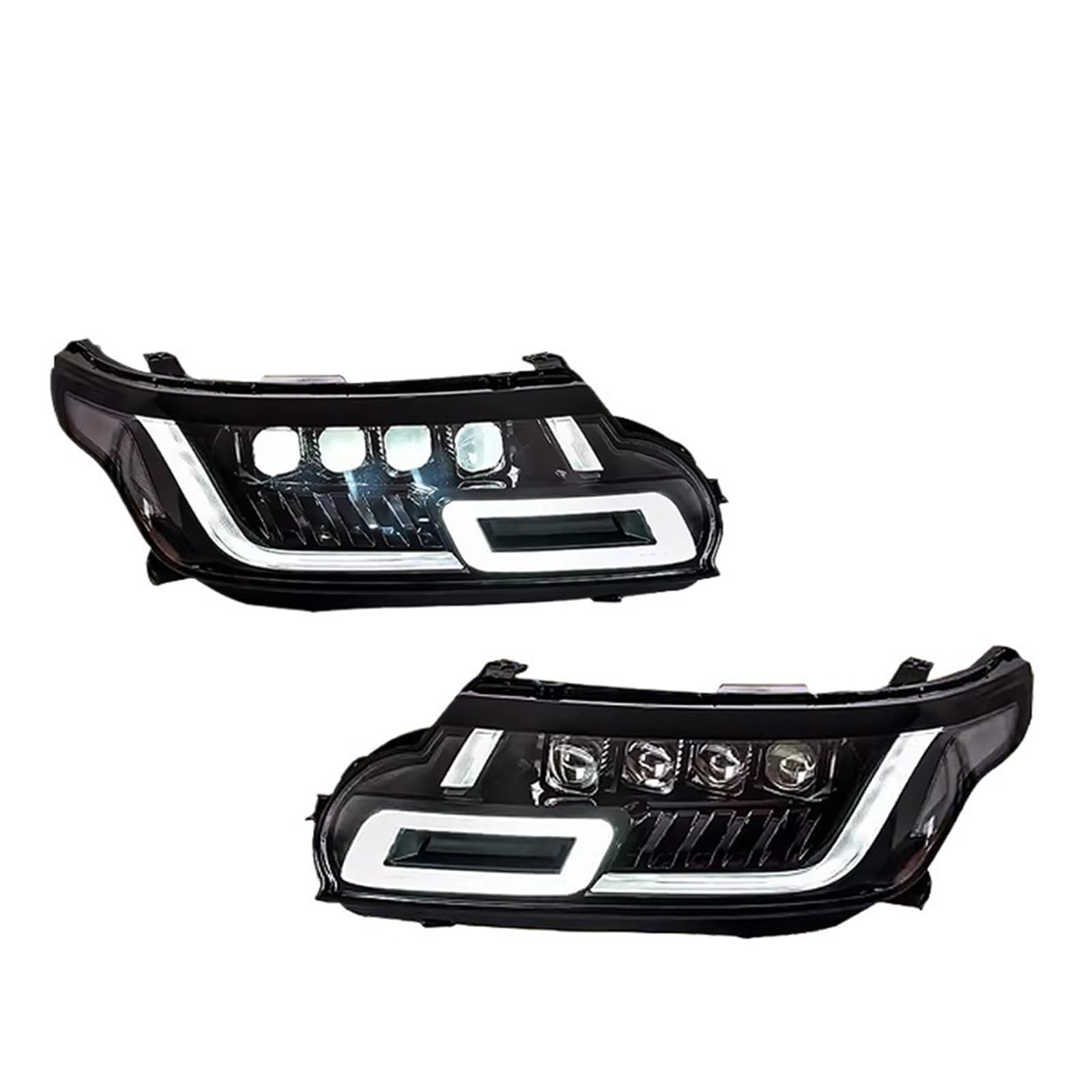 Faro Anteriore con luci diurne a LED (DRL) e Funzione di Orientamento dinamico per Land Rover Range Rover Sport L494 14-17, aggiornamento 18 fari Anteriori (Guida a Sinistra, 4 Lenti, 2 Pezzi)