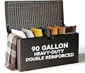Ortus Collective 90-Gallon Double Layer Resin Deck Box – Lockable, Waterproof & UV-Resistant Storage for Patio Furniture, Garden Tools & Pool Accessories (Brown)