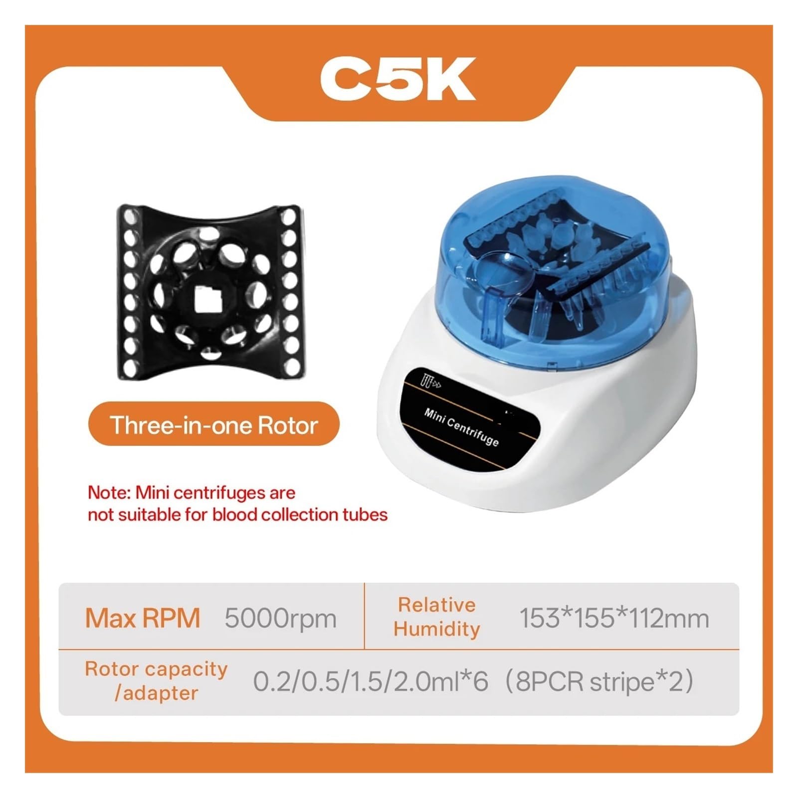 Centrífuga de mesa, Máquina Centrífuga Digital De Alta Velocidad, Plasma, Microcentrífuga Laboratorio | C5K