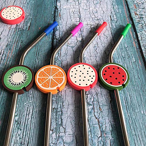Image of STAR WORK - 4 Stainless Steel Long Reusable Metal Straws for Drinks with 1 Cleaning Brushes Drinking Straws for Travel,Kids,Home,Bar (Gold)