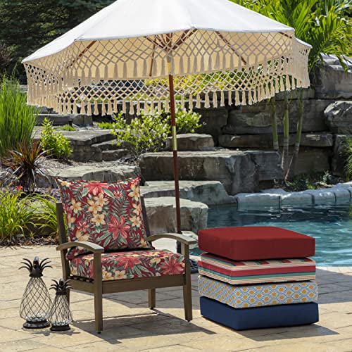 Image of Arden Deep Seat Outdoor Chair Cushion Set (2-Pack), 24 in x 24 in, Weather-Proof, Rain-Proof, Fade Resistant Patio Cushion Set for Chair, Sofa, and Couch Ruby Clarissa
