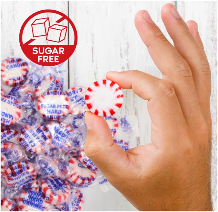 Idea Liftoff™ Sugar Free Peppermint Starlight Candy – 2 lb Bulk Bag Individually Wrapped | Peppermint Mints | Keto & Diabetic-Friendly | Sugarless Hard Candy