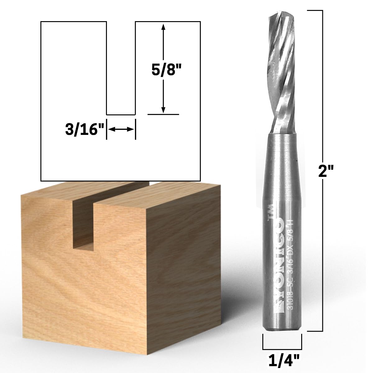 YONICO Solid Carbide Single Flute Upcut End Mill Router Bits CNC