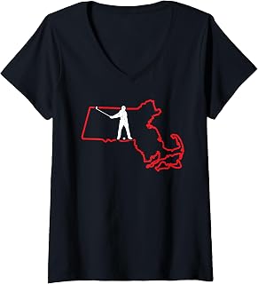 Womens Massachusetts Golfer Massachusetts Golf Player Lover Golfing V-Neck T-Shirt