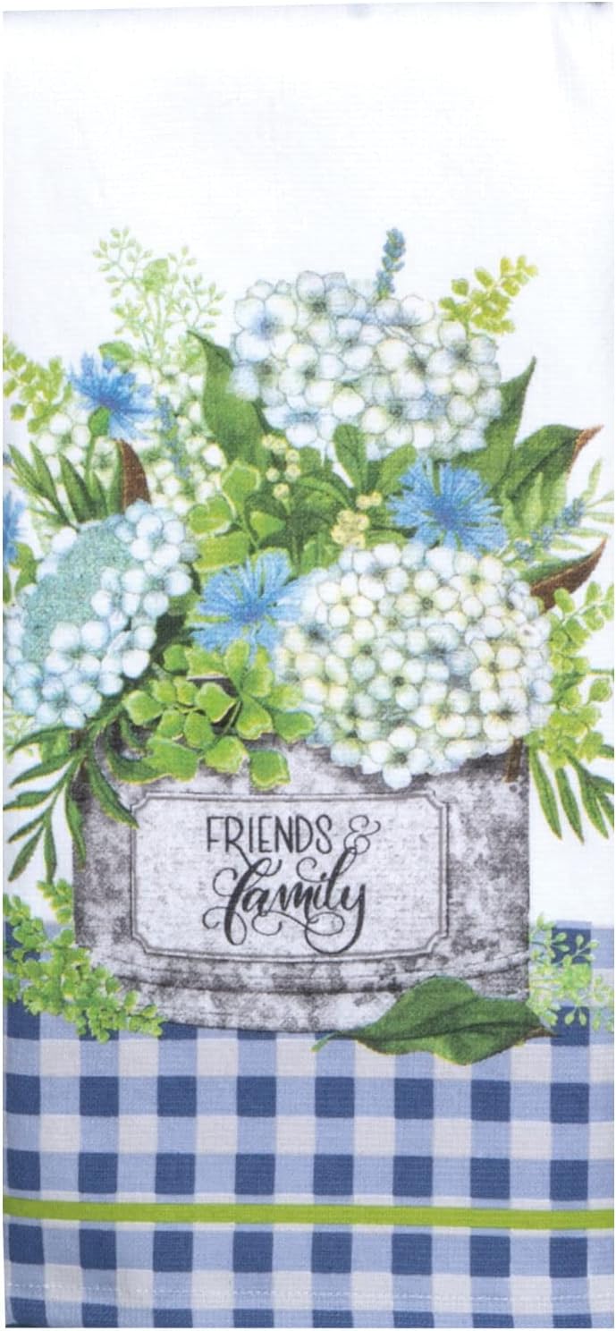 Love Grows Here Farmhouse Collection Terry Towels Bundle of 2, Friends Family and Home Sweet Home