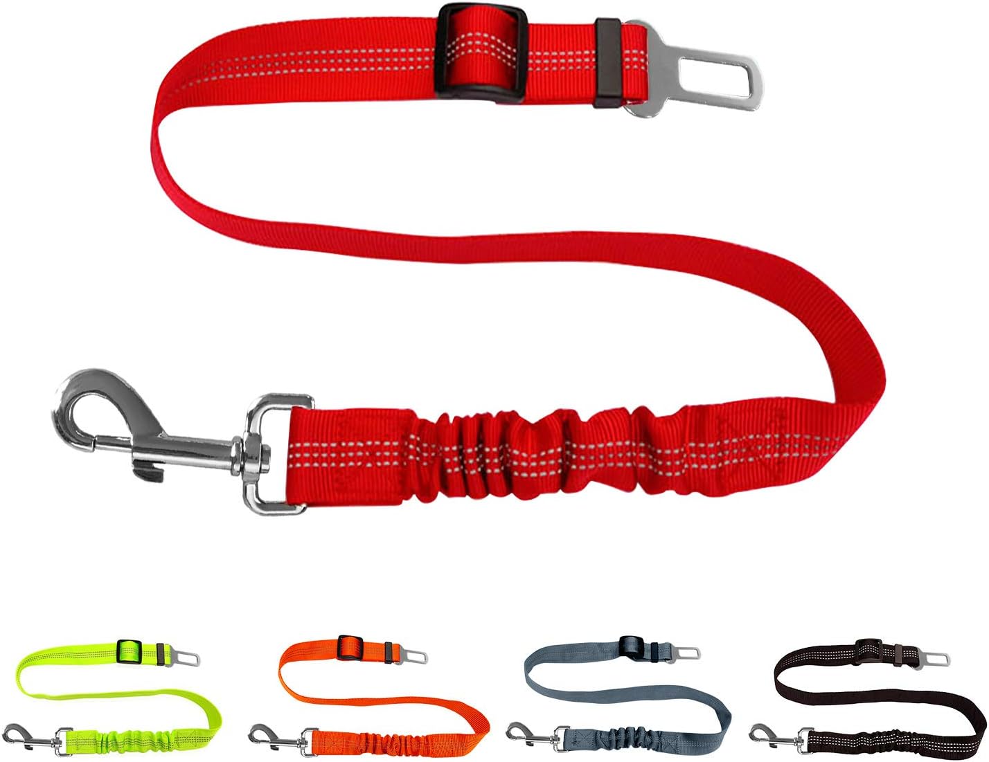 Dog Seat Belt, Reflective Pet Seat Belt for Vehicle,Adjustable Car Seat Belt Safety Leads with Heavy Duty Buckle and Hook, Elastic Dog…