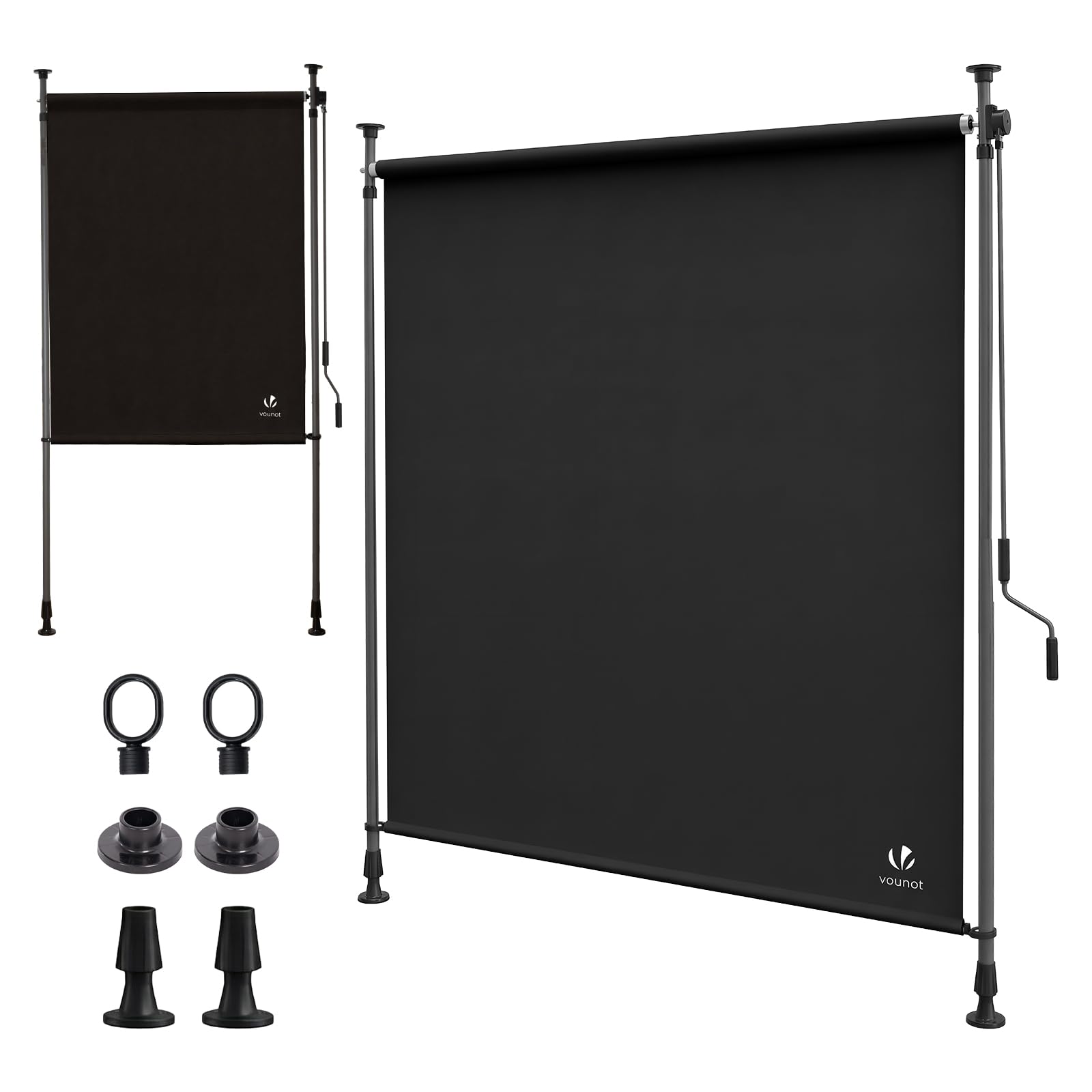 VOUNOT® Store Vertical sans Perçage 120 x 310 cm Extensible avec Manivelle Store Extérieur Protection Solaire Résistant aux Intempéries et UV Brise Vue pour Balcon Terrasse Jardin Anthracite
