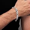 Treasure Bay Mens 9.5mm Solid 925 Sterling Silver Figaro Chain Bracelet Made in Italy (21.5) #1