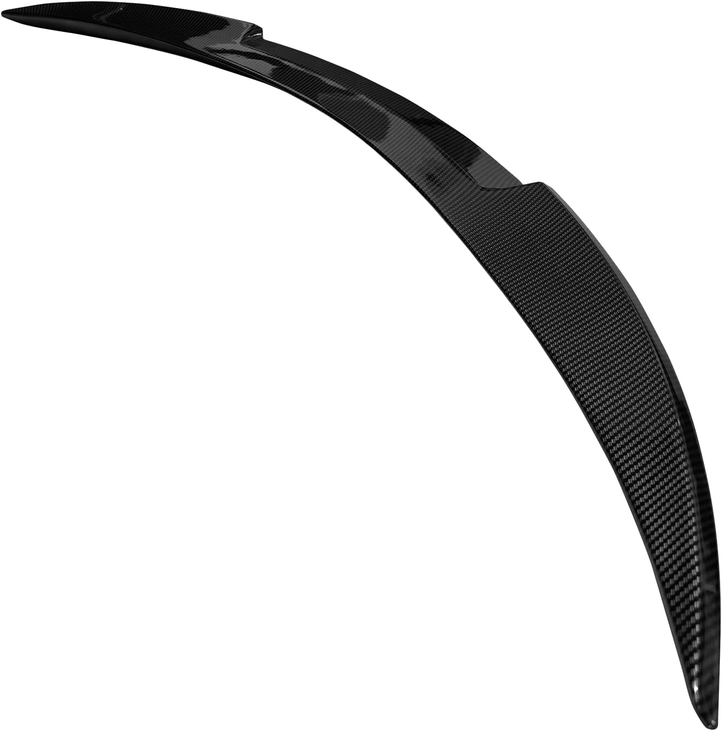 IKON MOTORSPORTS, Trunk Spoiler Compatible with 2021-2024 Tesla Model S, IK Style Carbon Fiber Print ABS Plastic Rear Trunk Lid Spoiler Wing Lip