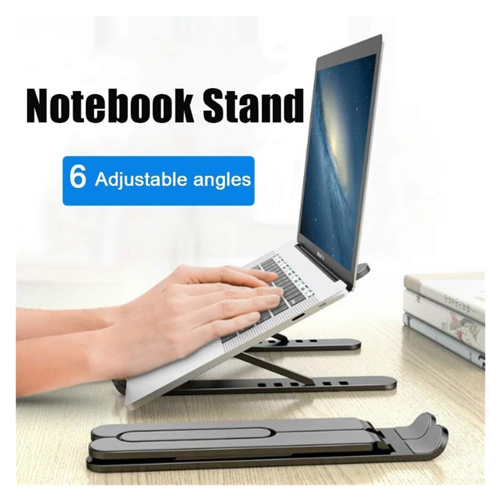 Podstawka do laptopa, przenośny, składany, wentylowany uchwyt na laptopa na biurko, regulacja pod wieloma kątami Uniwersalny, regulowany, ergonomiczny uchwyt na tacę Kompatybilny z laptopem, notebooki