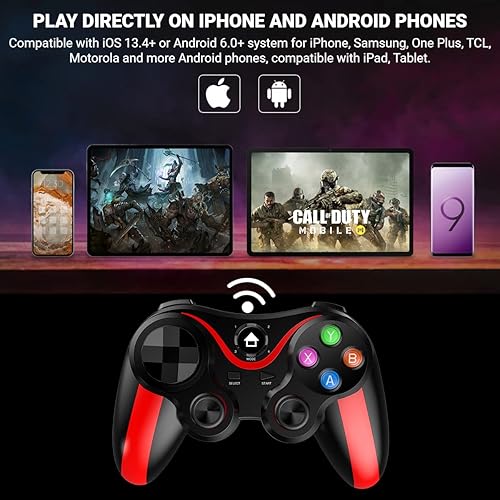 Miniatura 2 de arVin Mobile Game Controller for iPhone & Android with Phone Holder, Bluetooth Gamepad Joystick for iPhone 15/14/13/12/11, iOS, iPad, Samsung Galaxy