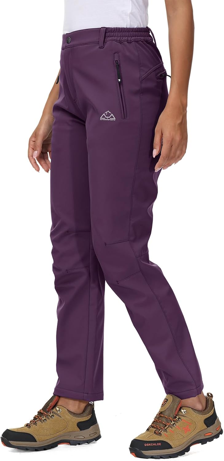 YSENTO Women's Fleece Lined Pants Winter Snow Ski Waterproof Insulated Softshell Hiking Mountain Pants - Image 2