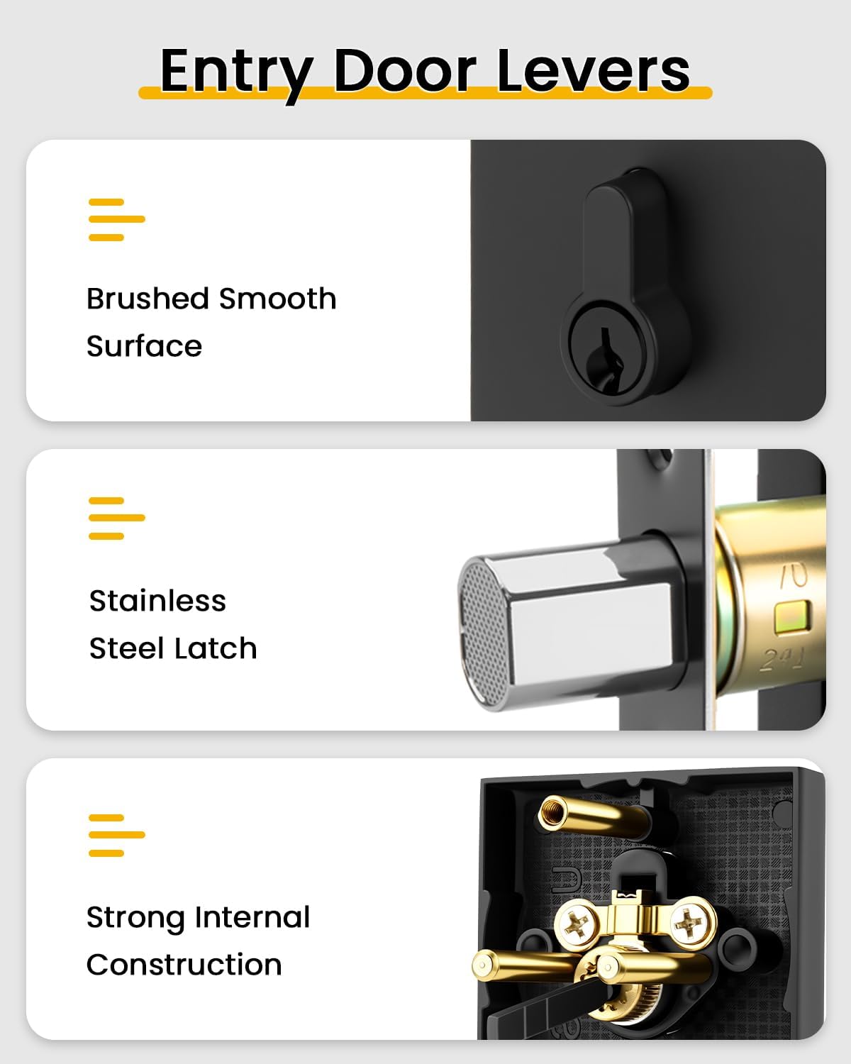 Goldenwarm Matte Black Deadbolt Lock, Heavy Duty Zinc Alloy Square Exterior Keyed Front Entry Door Lock for Entrance Door and Front Gate - 1 Pack