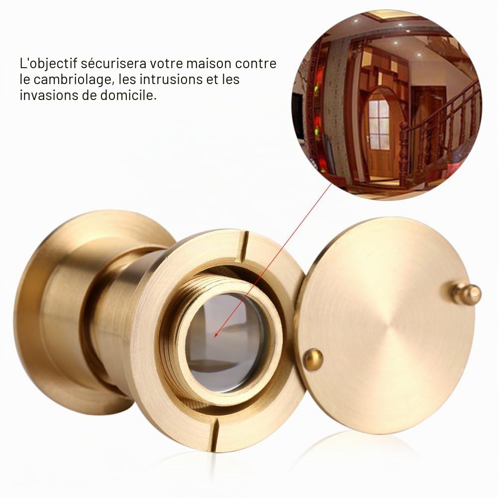 Judas de 28 mm judas de porte de Large Angle de Visualisation Visionneuse de Porte Antivol avec Cache de Protection pour 35 mm-60 mm Épaisseur de Porte (Golden)
