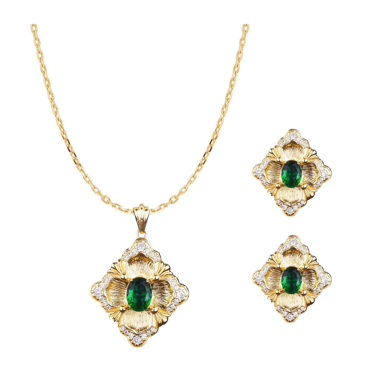 HSAJS Juegos de Joyas Mujer Cristal Collar y Pendientes de Flores Colgantes Oro Conjunto de Joyería para Mujeres y Niñas Boda Novia San Valentín