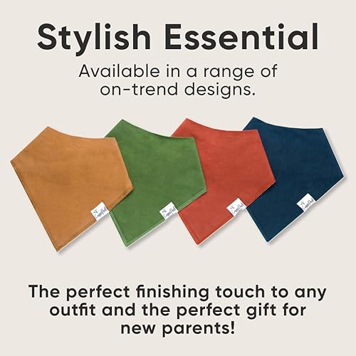 Miniatura 7 de Copper Pearl Paquete de 4 baberos de algodón suave para babeo y dentición, baberos absorbentes para bebés niñas y niños, ajustables para adaptarse a