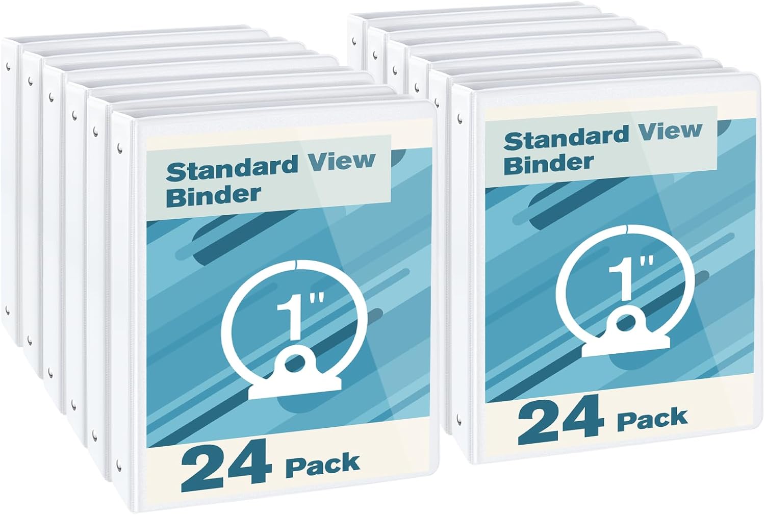 CIXILDTS 1-inch Round Ring Binder with 150+ Paper Capacity, White, 24-Pack