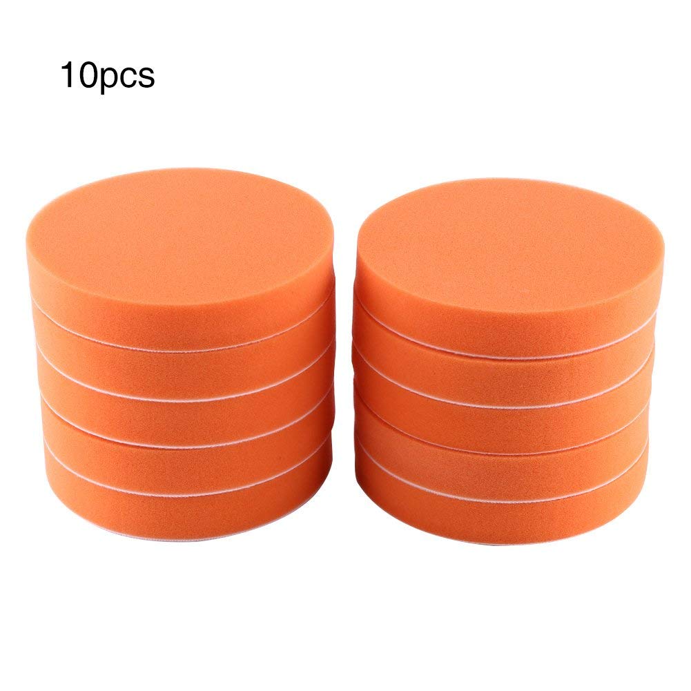 Qiilu 10 piezas de 150 mm de esponja de pulido de depilación de cera kit herramienta para pulidor de coche, color naranja