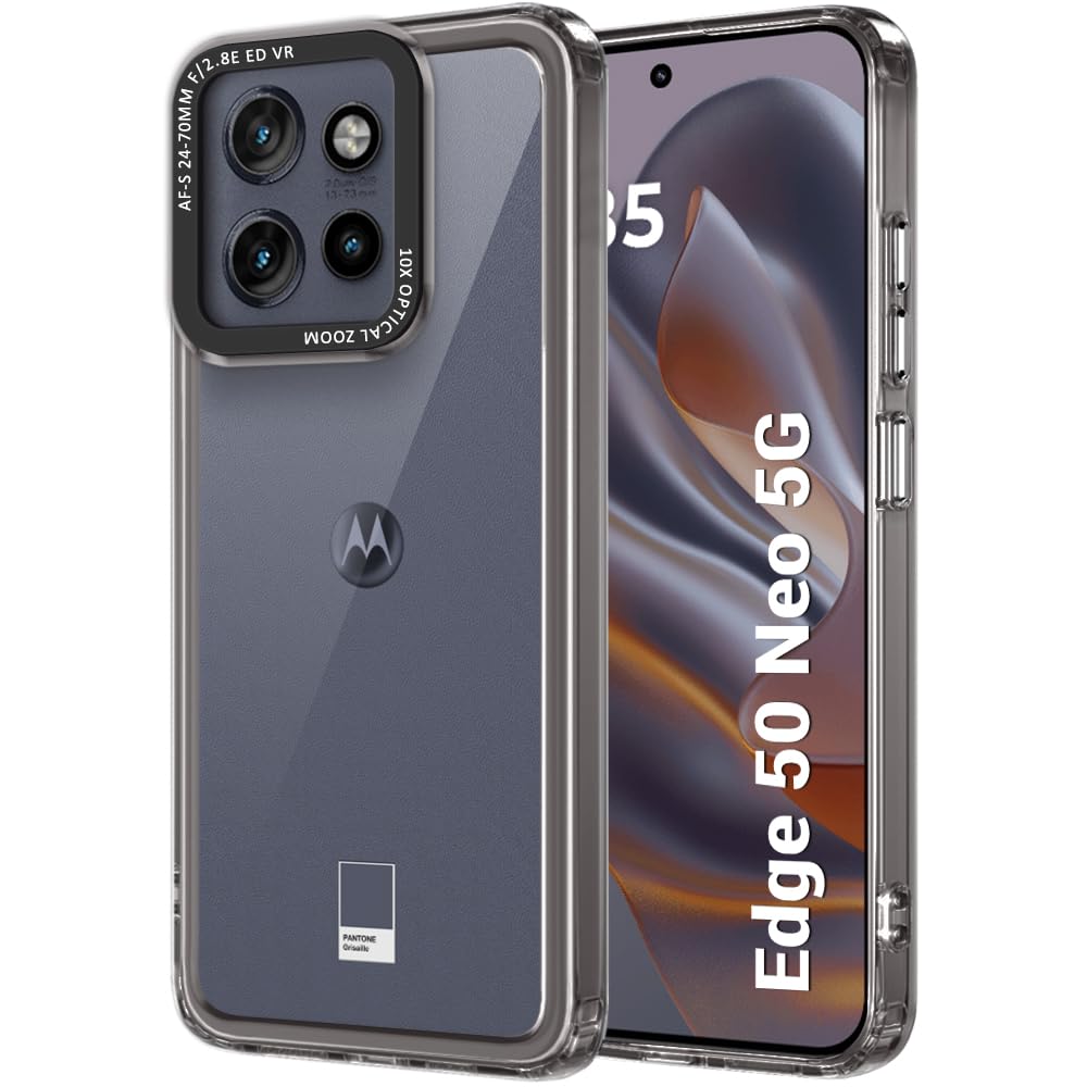 TheGiftKart Hybrid Shockproof Back Cover Case for Motorola Edge 50 Neo 5G | Stylish Camera Border | Plated Buttons | Crystal Clear Hard Back Case for Moto Edge 50 Neo (TPU & PC, Smoked Bumper) (B0DGQRYQPH) Amazon Price History, Amazon Price Tracker