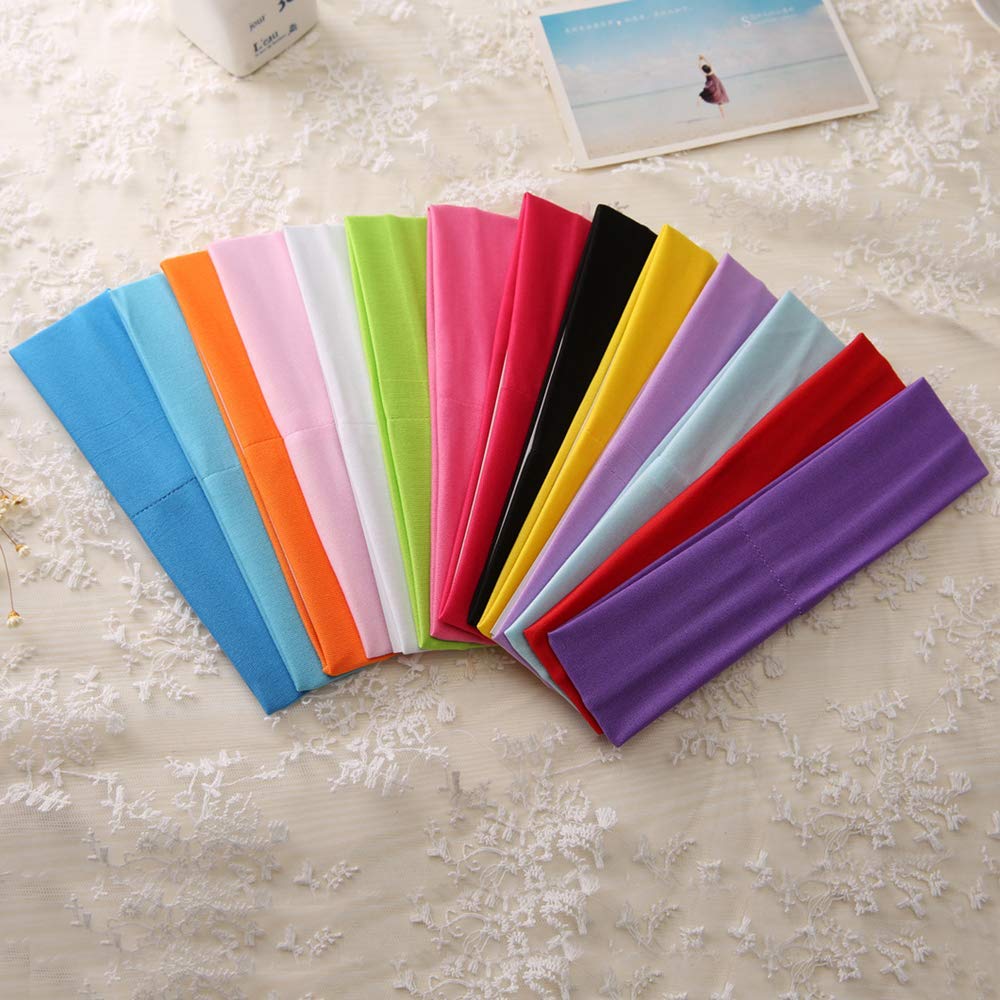 Diadema deportiva de yoga, Banda Cabeza, Paquete de 14, Banda Elástica de Poliéster Suave para Yoga, para Mujeres, Hombre y Niña (Blanco)