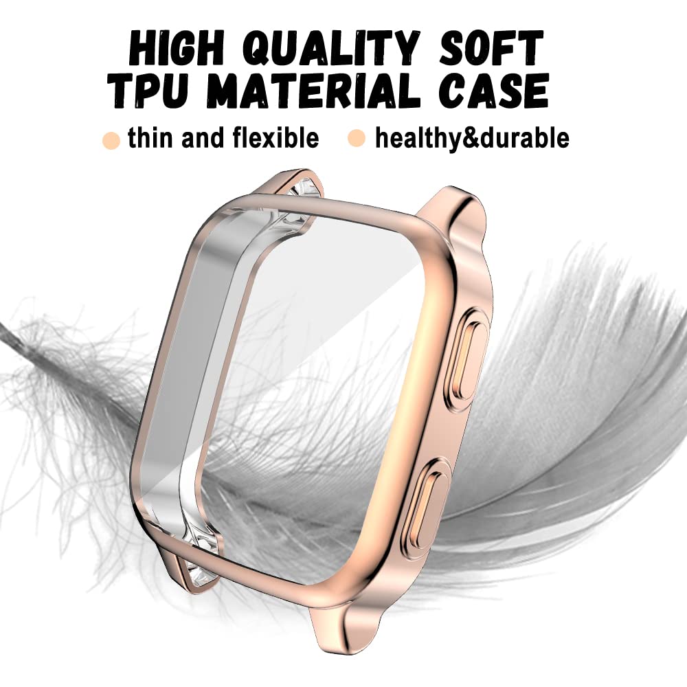 kwmobile Set 2x Custodia Smartwatch Compatibile con Garmin Venu Sq 2 Music/ Sq 2 Cover - Case Silicone Protezione Orologio Fitness rosa antico/oro rosa