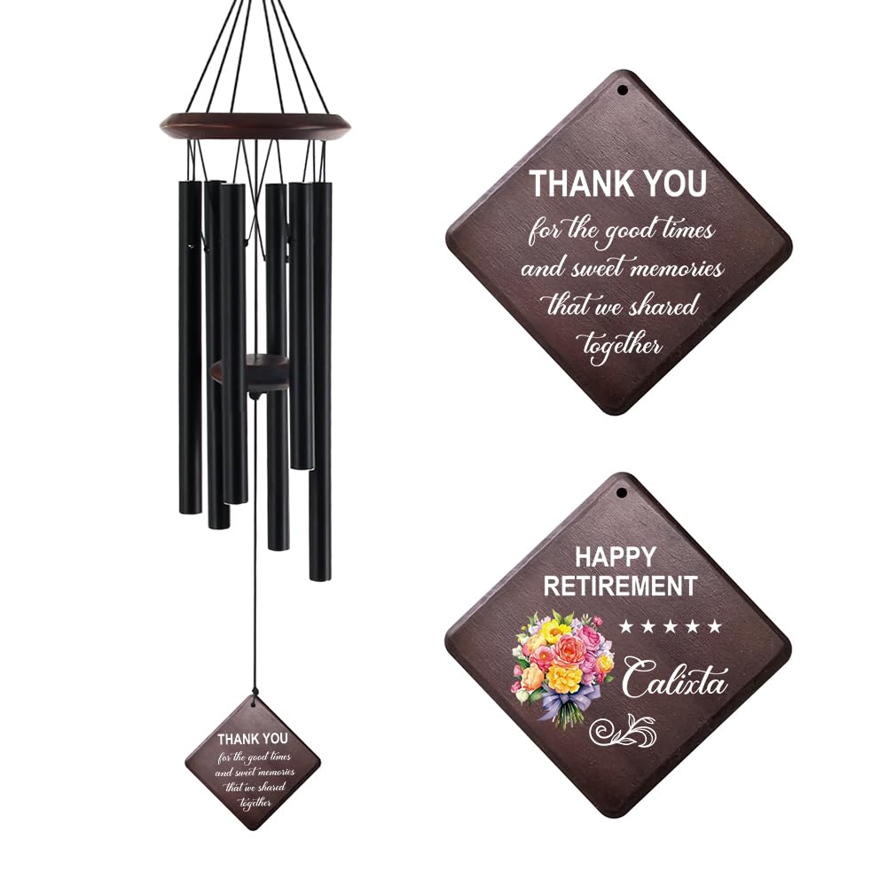 Personalized Retirement Wind Chime for Women &amp; Men, Going Away Farewell Gifts for Coworkers Teacher Boss Leader,Coworker Leaving Customized Wind Chime, Happy Retirement Gifts