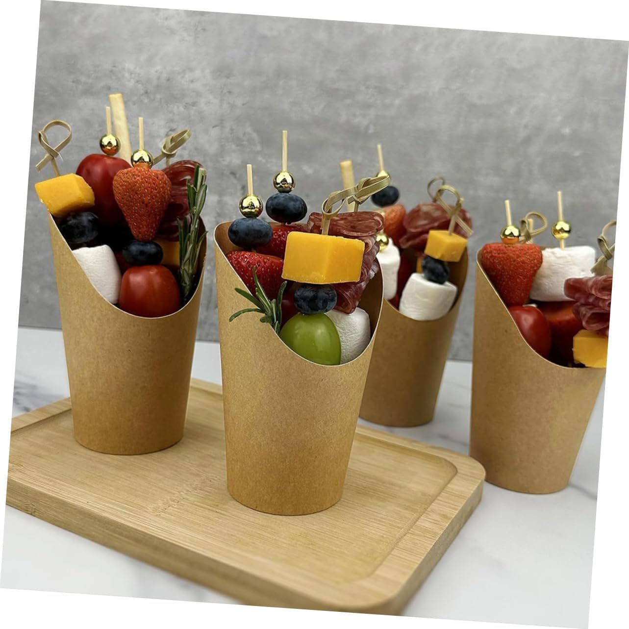 Brown Paper French Fry Holder Charcuterie Dessert Cup Party Popcorn Box