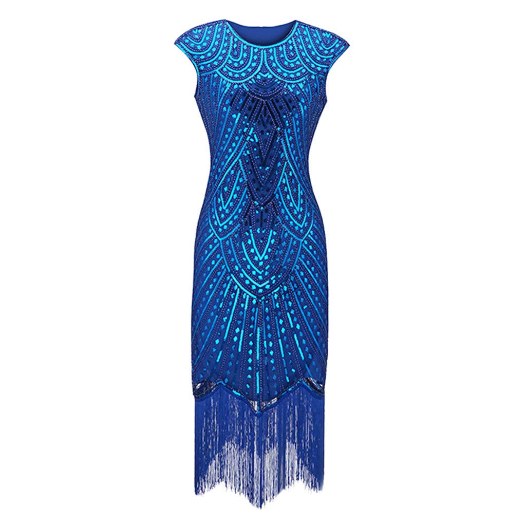 Women Sequin Dress Vintage Party Dresses 1920s Sexy Evening Dress