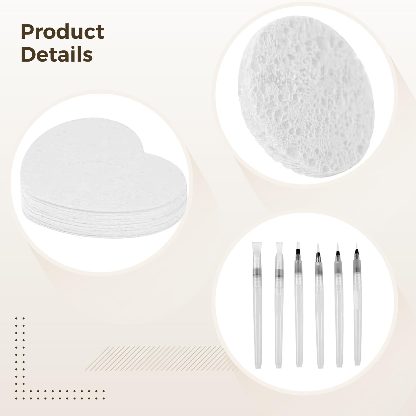 Confezione da 60 spugne magiche per pittura, forme compresse con motivi punteggiati, fornite con 6 pennelli ad acqua, ideali per divertenti attività di pittura in gruppo