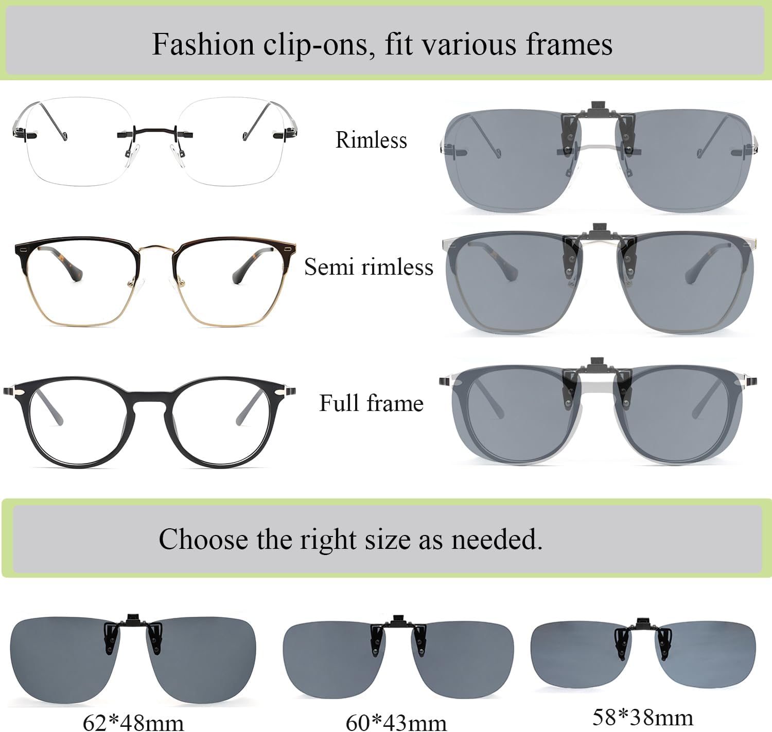 MONICE Fishing Clip on Flip up Polarized Sunglasses Fit Over Prescription Glasses Driving UV Protection Gift Men Women - Image 5