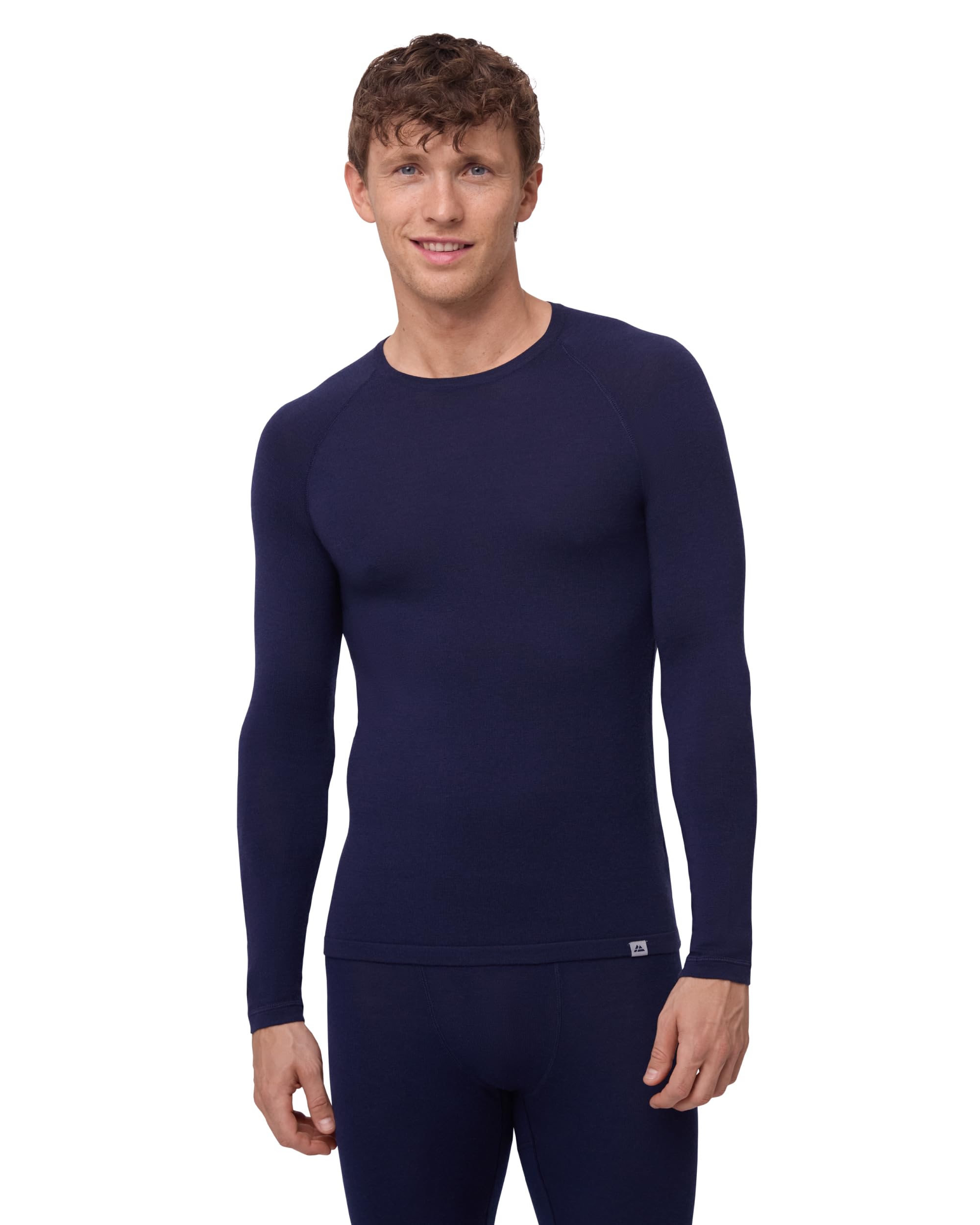 DANISH ENDURANCE Camiseta Térmica Lana Merino Hombre Dark Azul Marino 2XL | Camiseta Térmica de Lana Merino 180g/m², Cálida y Transpirable con Ajuste Ergonómico, para Senderismo, Esquí y Uso en Casa