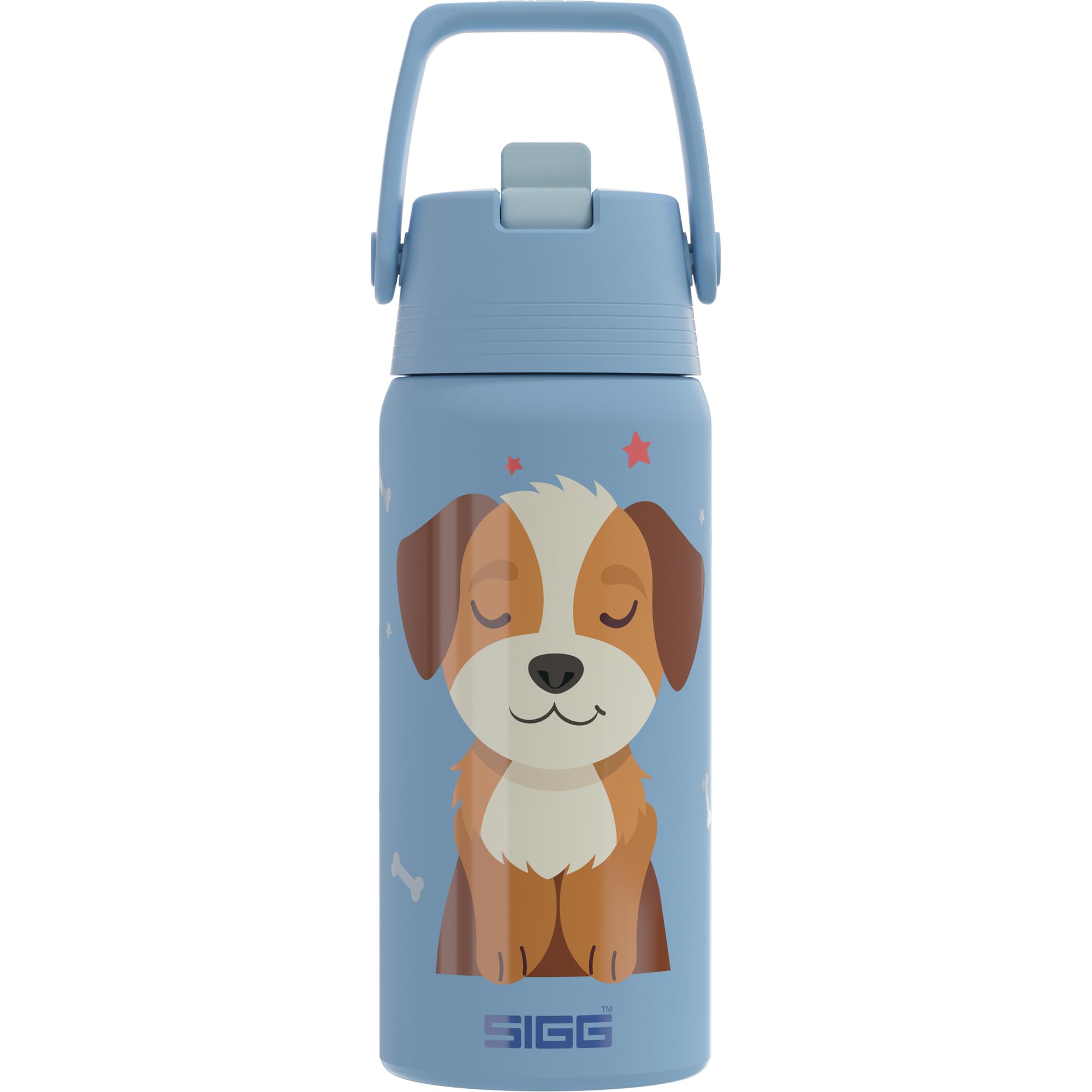 SIGG - Botella Aislada para Niños - Shield Therm FLIP Dream Big - A prueba de fugas - Apta para lavavajillas - Sin BPA - 90% acero inoxidable reciclado - Deporte y Escuela - Azul con Perro - 0.5L