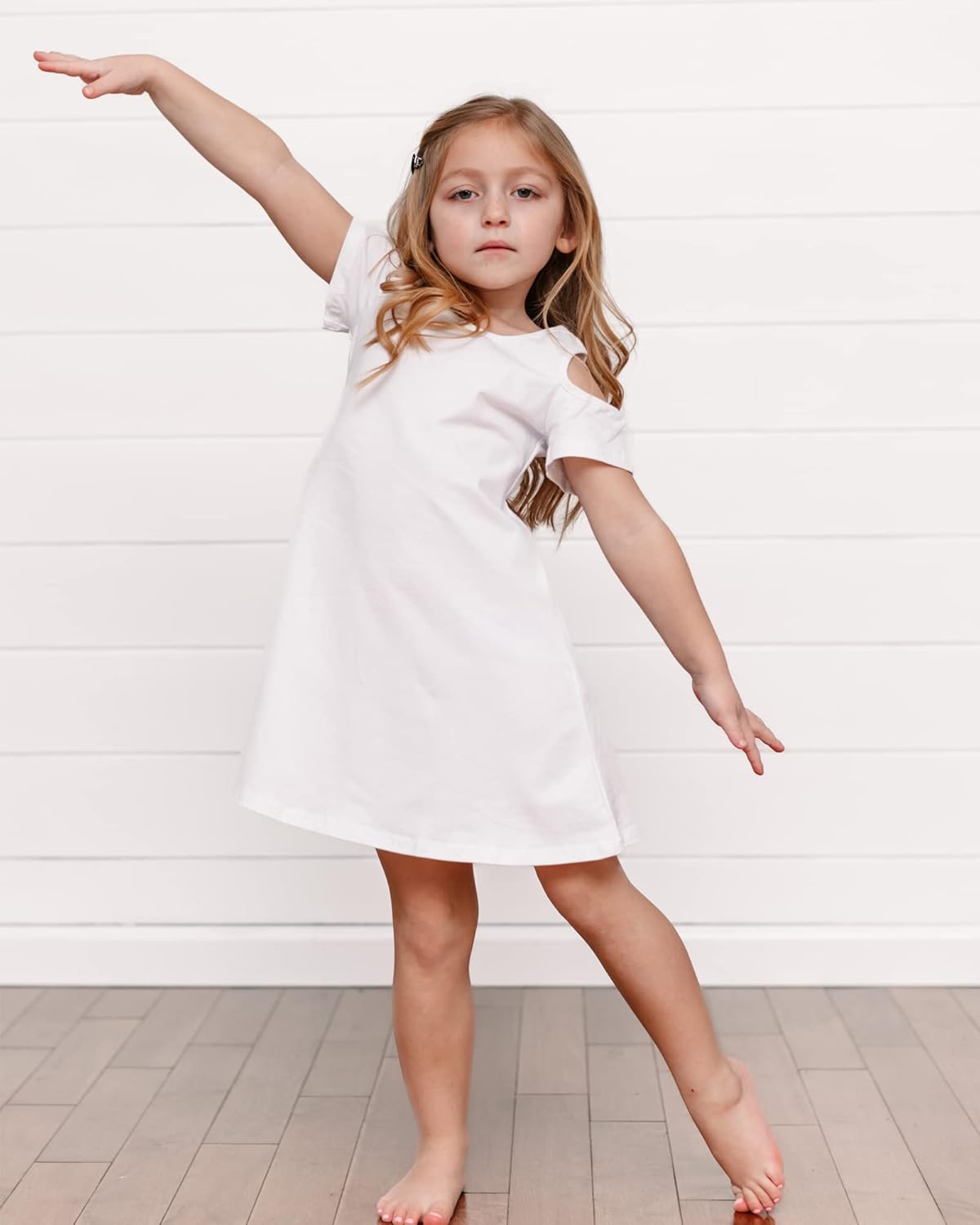 Vestido de verano de manga corta Stelle para niñas, cuello redondo