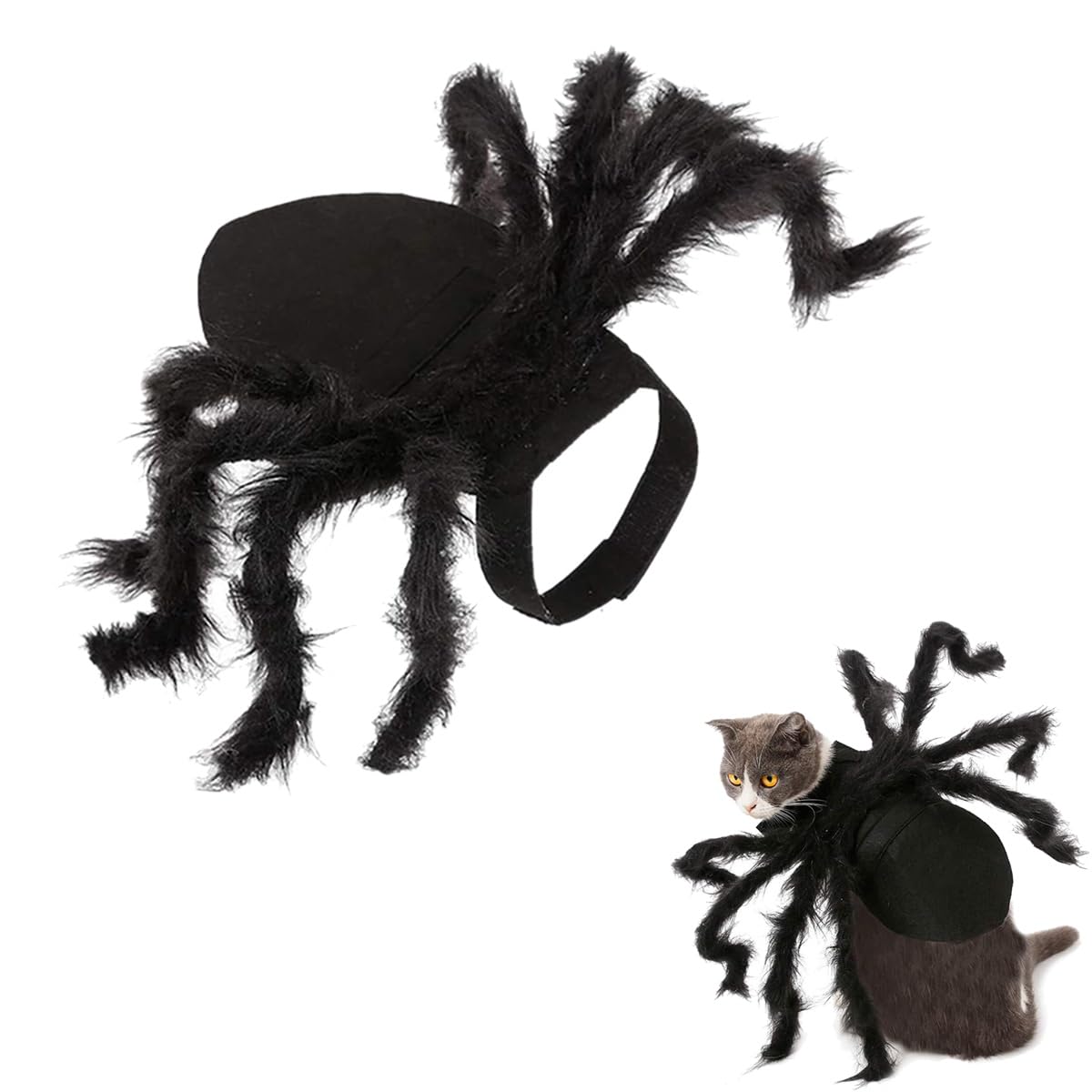 Halloween Pet Costume, Spider Cosplay Costume for Cat and Dog, Adjustable Party Dress Up for Cats Small to Medium Sized Dogs (S)
