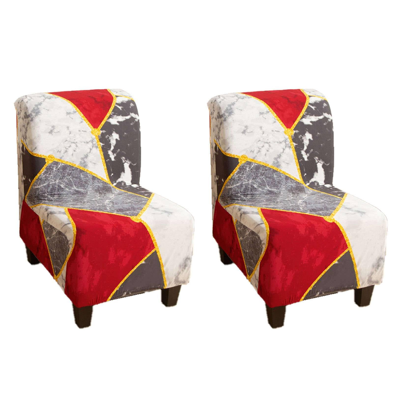 ZRCYXDW Stretch Armless Chair Slipcover, Printed Armless Accent Chair Cover Soft Removable Washable Slipper Chair Cover with Elastic Bottom for Living Room-K-2 Piece