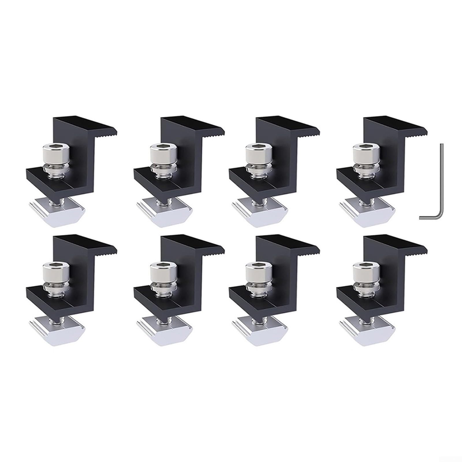 Lot de 8 supports d'extrémité en alliage d'aluminium pour panneaux solaires avec clé à fente M8 (45 mm)