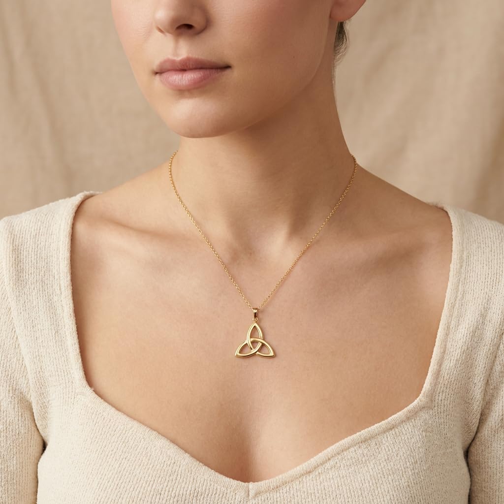 Alexander Castle Vergoldet Solide 925 Sterling Silber Trinity Knot Keltische Anhänger Halskette - Keltischer Schmuck für Damen mit einstellbarer 16"- 18" Kette & Schmuck Geschenk-Box - 20mm