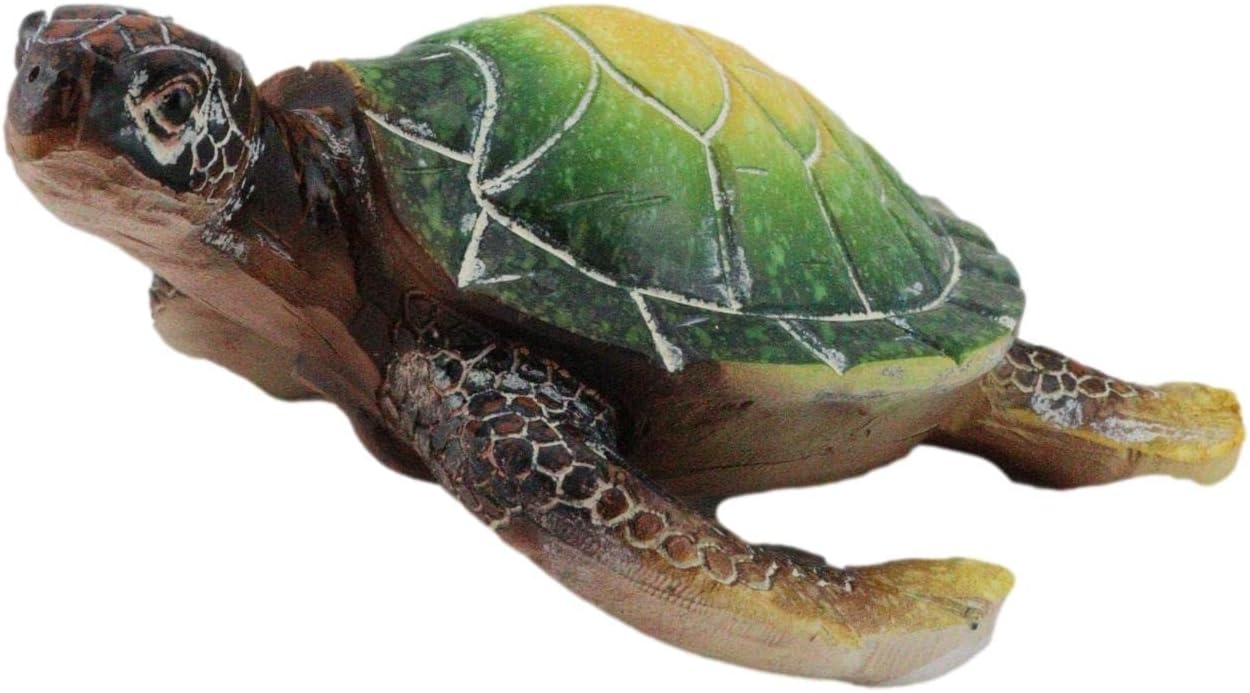 Ebros Gift Nautical Ocean Colorful Hues of Green Giant Sea Turtle Swimming Figurine Reptile Tortoise Turtles Decorative Figurine Home and Office Decor