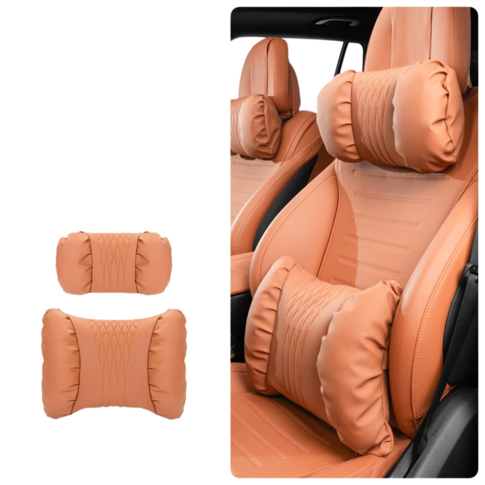 Cuscino Auto, Lombare di Sostegno Lombare, Collo in Schiuma Memoria Morbido per Guida Confortevole-Waist Set