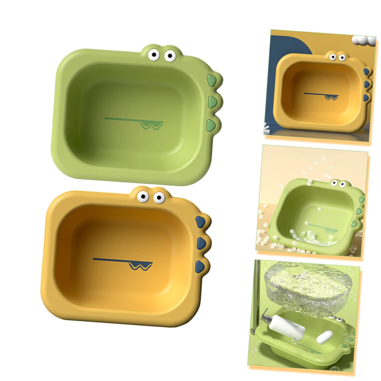 VICASKY Lot de 2 Bassines pour Bébé en Plastique, Lavabos Portables et Pratiques Design Cartoon Bain Visage Usage Domestique Voiture